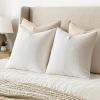 MIULEE Decorative Linen Check Throw Pillow Covers Neutral Farmhouse Vintage Christmas Pillow Covers 20×20 Set of 2 Boho Modern Home Decor for Sofa Couch Bedroom Cushion Dark Olive Green(Cream White)