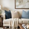 MIULEE Decorative Linen Check Throw Pillow Covers Neutral Farmhouse Vintage Christmas Pillow Covers 20×20 Set of 2 Boho Modern Home Decor for Sofa Couch Bedroom Cushion Dark Olive Green(Dark Blue)