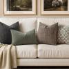 MIULEE Decorative Linen Check Throw Pillow Covers Neutral Farmhouse Vintage Christmas Pillow Covers 20×20 Set of 2 Boho Modern Home Decor for Sofa Couch Bedroom Cushion Dark Olive Green(Brown)