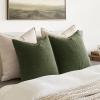 MIULEE Decorative Linen Check Throw Pillow Covers Neutral Farmhouse Vintage Christmas Pillow Covers 20×20 Set of 2 Boho Modern Home Decor for Sofa Couch Bedroom Cushion Dark Olive Green(Dark Olive Green)