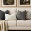 MIULEE Decorative Linen Check Throw Pillow Covers Neutral Farmhouse Vintage Christmas Pillow Covers 20×20 Set of 2 Boho Modern Home Decor for Sofa Couch Bedroom Cushion Dark Olive Green(Charcoal Gray)