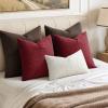MIULEE Decorative Linen Check Throw Pillow Covers Neutral Farmhouse Vintage Christmas Pillow Covers 20×20 Set of 2 Boho Modern Home Decor for Sofa Couch Bedroom Cushion Dark Olive Green(Burgundy)