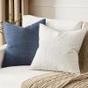 MIULEE Decorative Linen Check Throw Pillow Covers Neutral Farmhouse Vintage Christmas Pillow Covers 20×20 Set of 2 Boho Modern Home Decor for Sofa Couch Bedroom Cushion Dark Olive Green(Cream White)