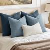 MIULEE Decorative Linen Check Throw Pillow Covers Neutral Farmhouse Vintage Christmas Pillow Covers 20×20 Set of 2 Boho Modern Home Decor for Sofa Couch Bedroom Cushion Dark Olive Green(Blue Grey)