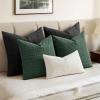 MIULEE Decorative Linen Check Throw Pillow Covers Neutral Farmhouse Vintage Christmas Pillow Covers 20×20 Set of 2 Boho Modern Home Decor for Sofa Couch Bedroom Cushion Dark Olive Green(Dark Green)