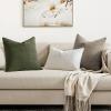 MIULEE Decorative Linen Check Throw Pillow Covers Neutral Farmhouse Vintage Christmas Pillow Covers 20×20 Set of 2 Boho Modern Home Decor for Sofa Couch Bedroom Cushion Dark Olive Green(Dark Olive Green)