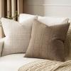 MIULEE Decorative Linen Check Throw Pillow Covers Neutral Farmhouse Vintage Christmas Pillow Covers 20×20 Set of 2 Boho Modern Home Decor for Sofa Couch Bedroom Cushion Dark Olive Green(Light Brown)