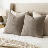 MIULEE Decorative Linen Check Throw Pillow Covers Neutral Farmhouse Vintage Christmas Pillow Covers 20×20 Set of 2 Boho Modern Home Decor for Sofa Couch Bedroom Cushion Dark Olive Green(Tan Taupe)