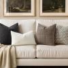 MIULEE Decorative Linen Check Throw Pillow Covers Neutral Farmhouse Vintage Christmas Pillow Covers 20×20 Set of 2 Boho Modern Home Decor for Sofa Couch Bedroom Cushion Dark Olive Green(Black)