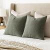 MIULEE Decorative Linen Check Throw Pillow Covers Neutral Farmhouse Vintage Christmas Pillow Covers 20×20 Set of 2 Boho Modern Home Decor for Sofa Couch Bedroom Cushion Dark Olive Green(Olive Green)