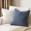 MIULEE Decorative Linen Check Throw Pillow Covers Neutral Farmhouse Vintage Christmas Pillow Covers 20×20 Set of 2 Boho Modern Home Decor for Sofa Couch Bedroom Cushion Dark Olive Green(Blue)