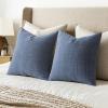 MIULEE Decorative Linen Check Throw Pillow Covers Neutral Farmhouse Vintage Christmas Pillow Covers 20×20 Set of 2 Boho Modern Home Decor for Sofa Couch Bedroom Cushion Dark Olive Green(Blue)