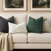 MIULEE Decorative Linen Check Throw Pillow Covers Neutral Farmhouse Vintage Christmas Pillow Covers 20×20 Set of 2 Boho Modern Home Decor for Sofa Couch Bedroom Cushion Dark Olive Green(Dark Green)