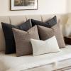MIULEE Decorative Linen Check Throw Pillow Covers Neutral Farmhouse Vintage Christmas Pillow Covers 20×20 Set of 2 Boho Modern Home Decor for Sofa Couch Bedroom Cushion Dark Olive Green(Taupe)