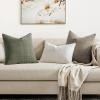 MIULEE Decorative Linen Check Throw Pillow Covers Neutral Farmhouse Vintage Christmas Pillow Covers 20×20 Set of 2 Boho Modern Home Decor for Sofa Couch Bedroom Cushion Dark Olive Green(Tan Taupe)