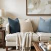 MIULEE Decorative Linen Check Throw Pillow Covers Neutral Farmhouse Vintage Christmas Pillow Covers 20×20 Set of 2 Boho Modern Home Decor for Sofa Couch Bedroom Cushion Dark Olive Green(Blue Grey)