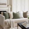 MIULEE Decorative Linen Pillow Covers 20×20 Inch Natural Beige Boho Farmhouse Neutral Christmas Couch Throw Pillows for Bed Pack of 2 Accent Modern Pillowcase Sofa Livingroom Home Decor(Olive Green)