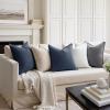 MIULEE Decorative Linen Pillow Covers 20×20 Inch Natural Beige Boho Farmhouse Neutral Christmas Couch Throw Pillows for Bed Pack of 2 Accent Modern Pillowcase Sofa Livingroom Home Decor(Indigo Blue)