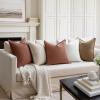MIULEE Decorative Linen Pillow Covers 20×20 Inch Natural Beige Boho Farmhouse Neutral Christmas Couch Throw Pillows for Bed Pack of 2 Accent Modern Pillowcase Sofa Livingroom Home Decor(Rust Red)