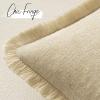 MIULEE Decorative Sage Green Throw Pillow Covers 18×18 Inch Set of 2 Soft Cozy Boho Farmhouse Couch Pillow Covers with Tassels Chenille Accent Pillowcases for Spring Sofa Bed Living Room Home Decor(Nuetral Beige)