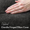 MIULEE Decorative Sage Green Throw Pillow Covers 18×18 Inch Set of 2 Soft Cozy Boho Farmhouse Couch Pillow Covers with Tassels Chenille Accent Pillowcases for Spring Sofa Bed Living Room Home Decor(Black)