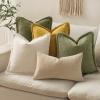 MIULEE Decorative Sage Green Throw Pillow Covers 18×18 Inch Set of 2 Soft Cozy Boho Farmhouse Couch Pillow Covers with Tassels Chenille Accent Pillowcases for Spring Sofa Bed Living Room Home Decor(Cream White)