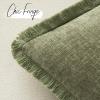 MIULEE Decorative Sage Green Throw Pillow Covers 18×18 Inch Set of 2 Soft Cozy Boho Farmhouse Couch Pillow Covers with Tassels Chenille Accent Pillowcases for Spring Sofa Bed Living Room Home Decor(Sage Green)