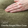 MIULEE Decorative Sage Green Throw Pillow Covers 18×18 Inch Set of 2 Soft Cozy Boho Farmhouse Couch Pillow Covers with Tassels Chenille Accent Pillowcases for Spring Sofa Bed Living Room Home Decor(Olive Green)
