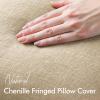 MIULEE Decorative Sage Green Throw Pillow Covers 18×18 Inch Set of 2 Soft Cozy Boho Farmhouse Couch Pillow Covers with Tassels Chenille Accent Pillowcases for Spring Sofa Bed Living Room Home Decor(Nuetral Beige)