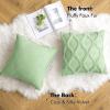 MIULEE Decorative Throw Pillow Covers Dark Grey 18×18 Inch Set of 2, Soft Plush Faux Wool Couch Cushion Covers Farmhouse Throw Pillows for Couch Bed Sofa Living Room(Sage Green)