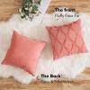 MIULEE Decorative Throw Pillow Covers Dark Grey 18×18 Inch Set of 2, Soft Plush Faux Wool Couch Cushion Covers Farmhouse Throw Pillows for Couch Bed Sofa Living Room(Coral Red)