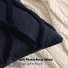 MIULEE Decorative Throw Pillow Covers Dark Grey 18×18 Inch Set of 2, Soft Plush Faux Wool Couch Cushion Covers Farmhouse Throw Pillows for Couch Bed Sofa Living Room(Navy Blue)