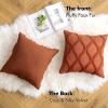 MIULEE Decorative Throw Pillow Covers Dark Grey 18×18 Inch Set of 2, Soft Plush Faux Wool Couch Cushion Covers Farmhouse Throw Pillows for Couch Bed Sofa Living Room(Rust)