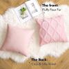MIULEE Decorative Throw Pillow Covers Dark Grey 18×18 Inch Set of 2, Soft Plush Faux Wool Couch Cushion Covers Farmhouse Throw Pillows for Couch Bed Sofa Living Room(Light Pink)