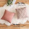 MIULEE Decorative Throw Pillow Covers Dark Grey 18×18 Inch Set of 2, Soft Plush Faux Wool Couch Cushion Covers Farmhouse Throw Pillows for Couch Bed Sofa Living Room(Blush Pink)