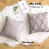 MIULEE Decorative Throw Pillow Covers Dark Grey 18×18 Inch Set of 2, Soft Plush Faux Wool Couch Cushion Covers Farmhouse Throw Pillows for Couch Bed Sofa Living Room(Taupe)