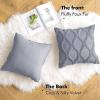 MIULEE Decorative Throw Pillow Covers Dark Grey 18×18 Inch Set of 2, Soft Plush Faux Wool Couch Cushion Covers Farmhouse Throw Pillows for Couch Bed Sofa Living Room(Grey Blue)