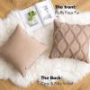 MIULEE Decorative Throw Pillow Covers Dark Grey 18×18 Inch Set of 2, Soft Plush Faux Wool Couch Cushion Covers Farmhouse Throw Pillows for Couch Bed Sofa Living Room(Khaki)