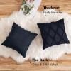 MIULEE Decorative Throw Pillow Covers Dark Grey 18×18 Inch Set of 2, Soft Plush Faux Wool Couch Cushion Covers Farmhouse Throw Pillows for Couch Bed Sofa Living Room(Navy Blue)