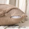 MIULEE Decorative Throw Pillow Covers Dark Grey 18×18 Inch Set of 2, Soft Plush Faux Wool Couch Cushion Covers Farmhouse Throw Pillows for Couch Bed Sofa Living Room(Khaki)
