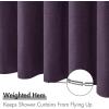 MIULEE Extra Long Linen Shower Curtain 96 Inches Long with 12 Metal Hooks Washable Beige Fabric Shower Curtain Set Waterproof Neutral Thick Cloth Shower Curtains for Bathroom Hotel Bathtub, Cream(Purple)