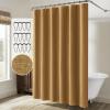 MIULEE Extra Long Linen Shower Curtain 96 Inches Long with 12 Metal Hooks Washable Beige Fabric Shower Curtain Set Waterproof Neutral Thick Cloth Shower Curtains for Bathroom Hotel Bathtub, Cream(Gold)