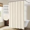 MIULEE Extra Long Linen Shower Curtain 96 Inches Long with 12 Metal Hooks Washable Beige Fabric Shower Curtain Set Waterproof Neutral Thick Cloth Shower Curtains for Bathroom Hotel Bathtub, Cream(Ivory)