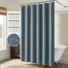 MIULEE Extra Long Linen Shower Curtain 96 Inches Long with 12 Metal Hooks Washable Beige Fabric Shower Curtain Set Waterproof Neutral Thick Cloth Shower Curtains for Bathroom Hotel Bathtub, Cream(Dusty Blue)