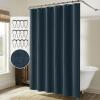 MIULEE Extra Long Linen Shower Curtain 96 Inches Long with 12 Metal Hooks Washable Beige Fabric Shower Curtain Set Waterproof Neutral Thick Cloth Shower Curtains for Bathroom Hotel Bathtub, Cream(Navy Blue)