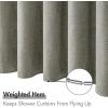 MIULEE Extra Long Linen Shower Curtain 96 Inches Long with 12 Metal Hooks Washable Beige Fabric Shower Curtain Set Waterproof Neutral Thick Cloth Shower Curtains for Bathroom Hotel Bathtub, Cream(Grey)