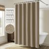 MIULEE Extra Long Linen Shower Curtain 96 Inches Long with 12 Metal Hooks Washable Beige Fabric Shower Curtain Set Waterproof Neutral Thick Cloth Shower Curtains for Bathroom Hotel Bathtub, Cream(Khaki)
