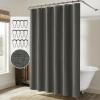 MIULEE Extra Long Linen Shower Curtain 96 Inches Long with 12 Metal Hooks Washable Beige Fabric Shower Curtain Set Waterproof Neutral Thick Cloth Shower Curtains for Bathroom Hotel Bathtub, Cream(Charcoal Grey)