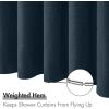 MIULEE Extra Long Linen Shower Curtain 96 Inches Long with 12 Metal Hooks Washable Beige Fabric Shower Curtain Set Waterproof Neutral Thick Cloth Shower Curtains for Bathroom Hotel Bathtub, Cream(Navy Blue)