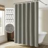 MIULEE Extra Long Linen Shower Curtain 96 Inches Long with 12 Metal Hooks Washable Beige Fabric Shower Curtain Set Waterproof Neutral Thick Cloth Shower Curtains for Bathroom Hotel Bathtub, Cream(Grey)